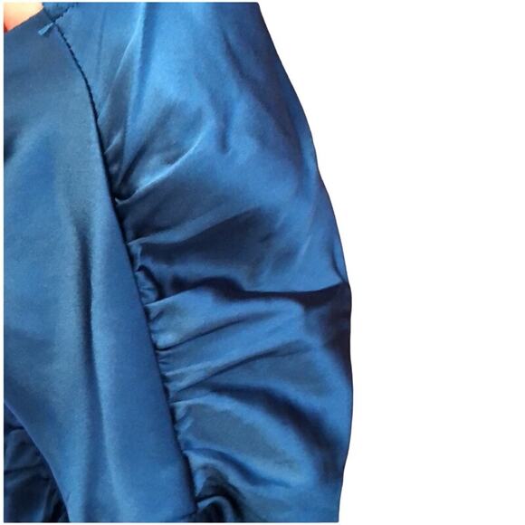 NWT House Of Harlow Cowl Neck Gown Women's Size XS Blue Cross Back Dress FLAWS - Picture 8 of 14